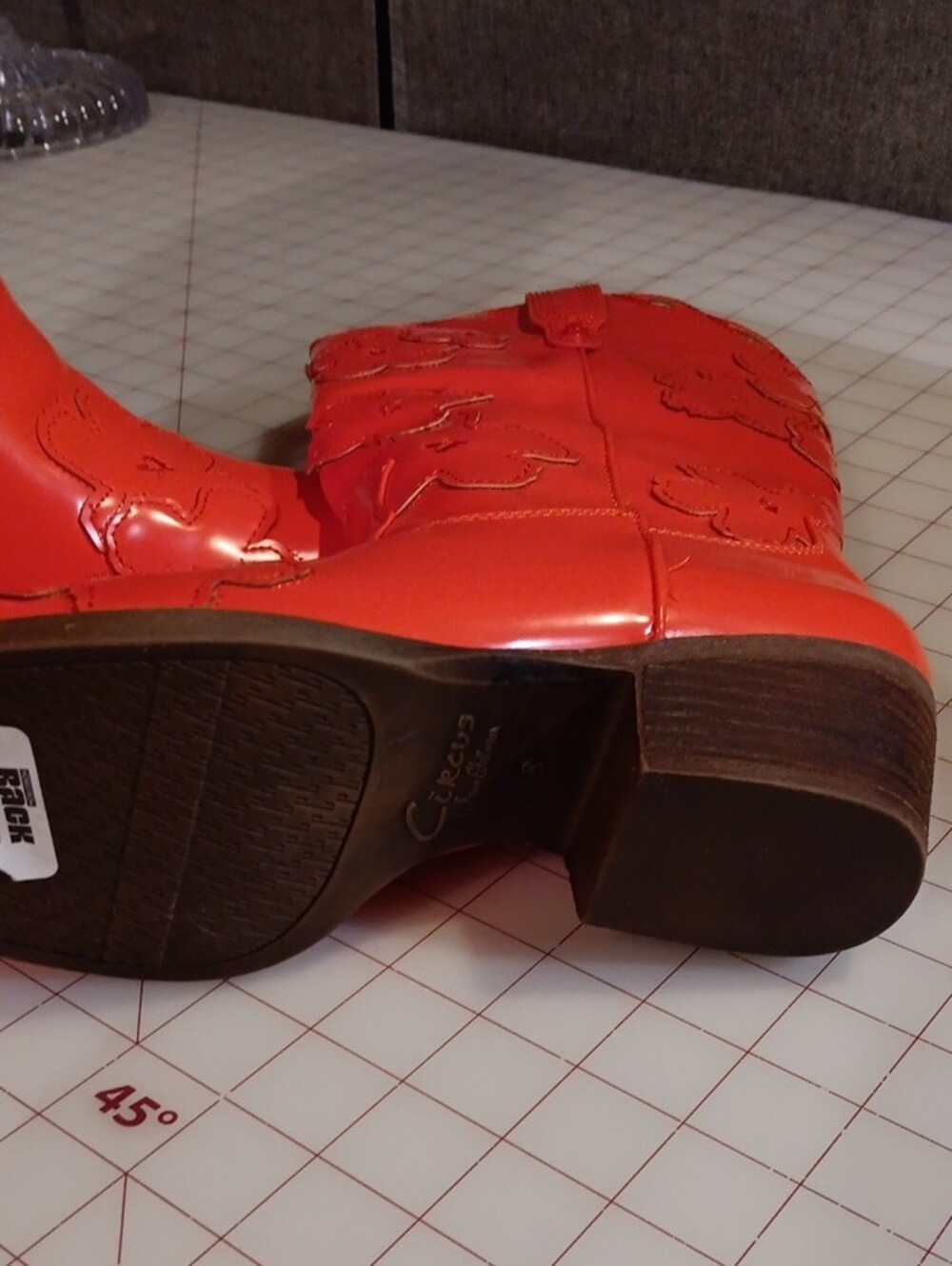 Women’s Coral-Orange Floral Western Boots - Picture 2 of 5